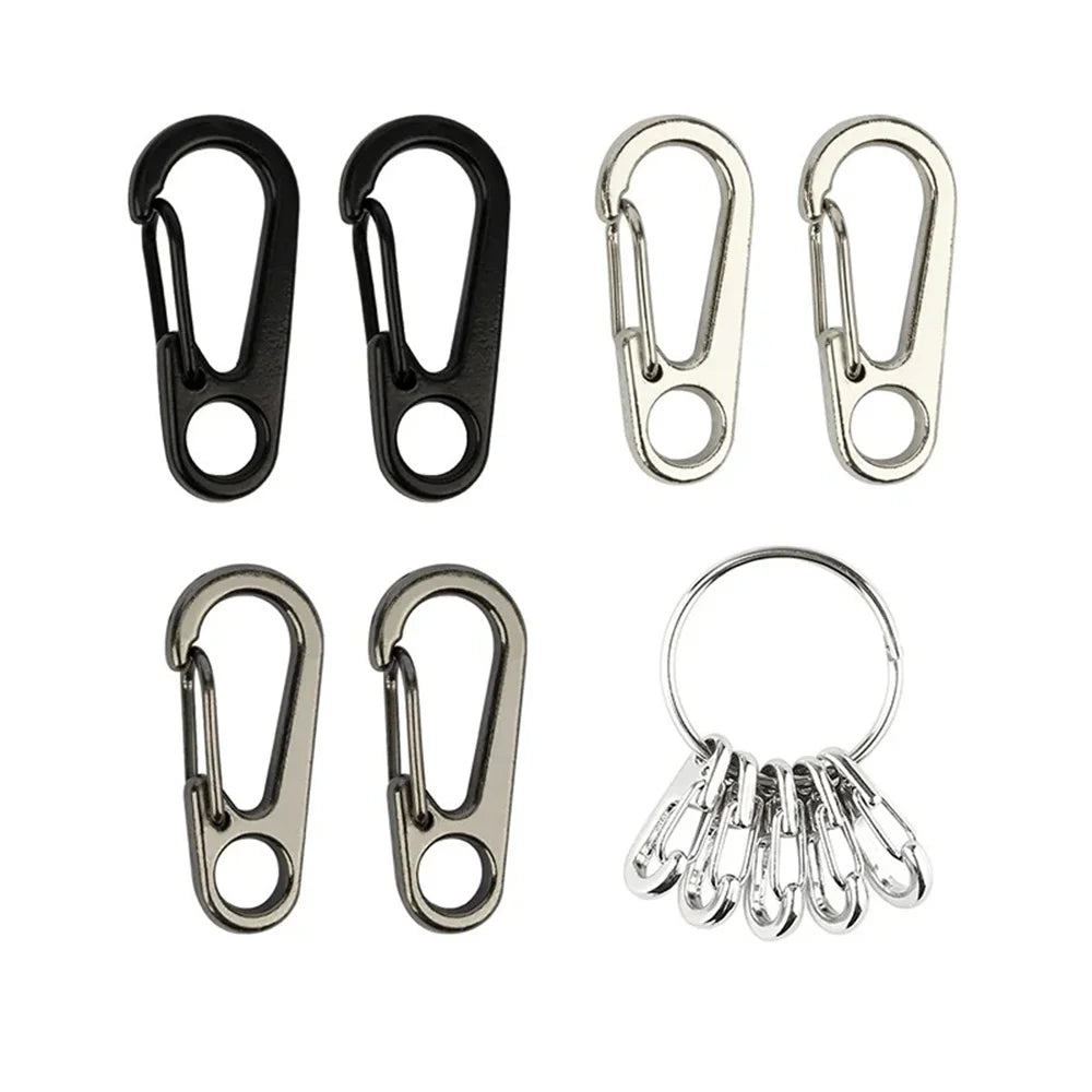 10pcs Mini Carabiner Set Outdoor Rope Clip Camping Paracord Accessories Knapsack Hanging Buckle  Daily DIY Keychain