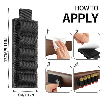5 Round 12GA Shotgun Shell Holder Separate Hook and Loop Ammo Carrier Shotshell Pouch for Hunting Shooting Accessory
