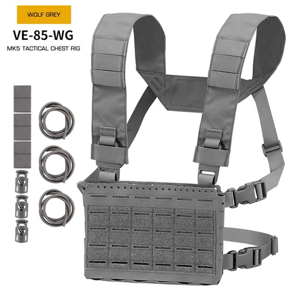 Tactical MK5 Chest Rig Laser Cutting Molle SS Micro Fight Chassis Placard 5.56 Triple Magazine Pouch Vest Plate Carrier
