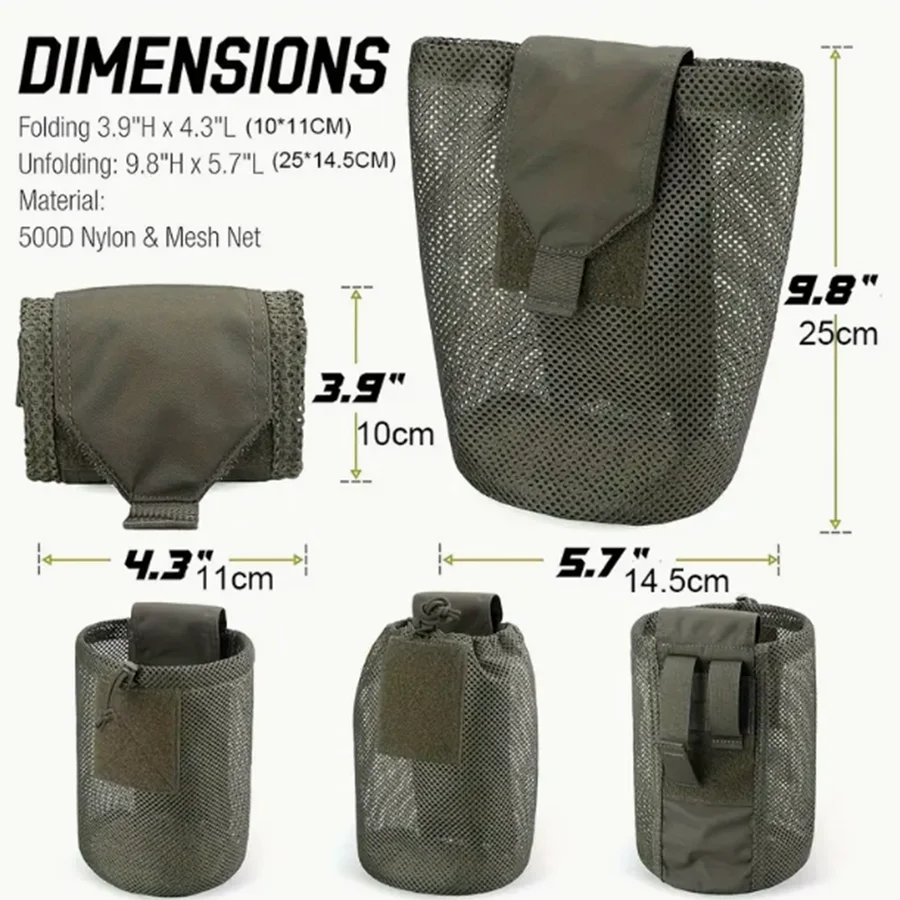 Nylon New Roll-Up  Mesh Dump Pouch Magazine Storage Mini Foldable Net Pocket EDC Tactical Outdoor Sport Camping Hunting
