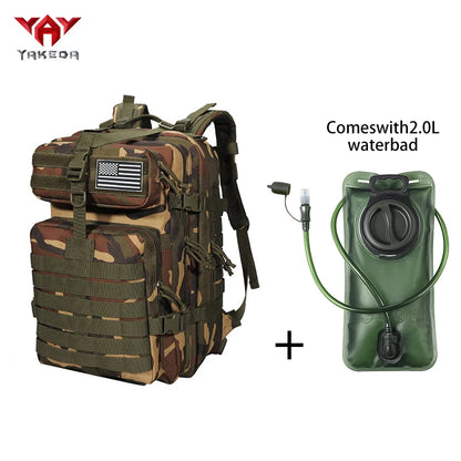 YAKEDA 45L large capacity backpack with 2L water bag MOLLE expansion system outdoor hiking backpack