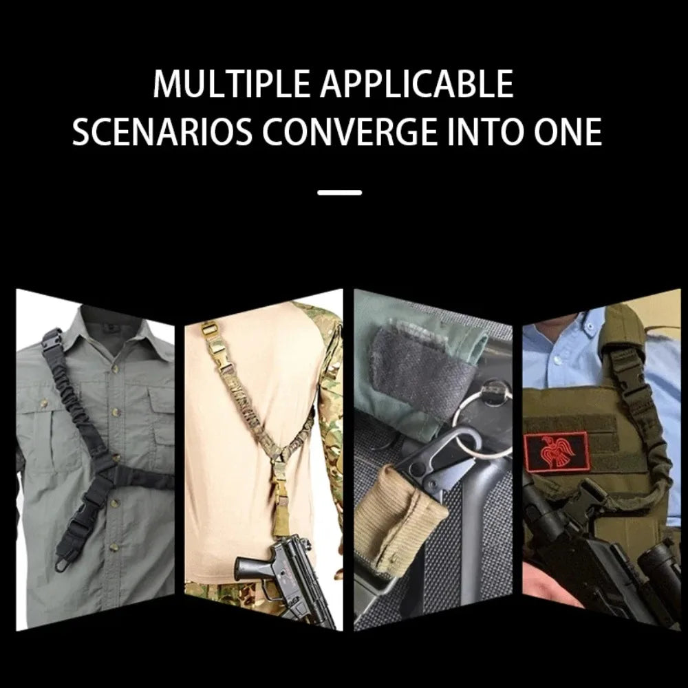 3-Point Tactical Bungee Carry Strap Adjustable Elastic Shoulder Strap Universal Outdoor Hiking Camping Hunting Sports Accessorie