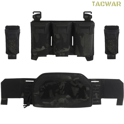 Multi-Caliber Triple Mag Pouch with 9mm Single Mag Pouch & Admin Pouch, Front Placard for K19/KZ/LV119/FCV5 Plate Carrier
