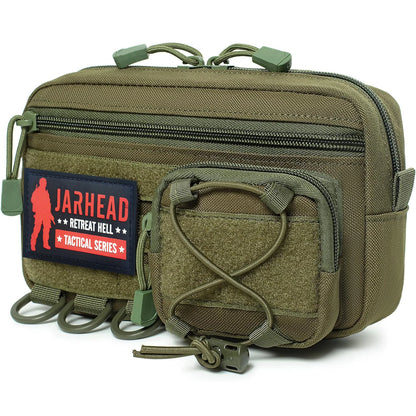 Tactical EDC Molle Waist Bag Utility Belt Pouch with D Ring Patch Panel & Bungee Cord for Hunting Camping Outdoor Hiking Travel