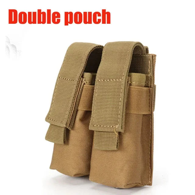 9mm Pistol Magazine Pouch Tactical Double Molle Belt Dual Mag Bag Flashlight Holder Attachment Package Gun Hunting Accessories