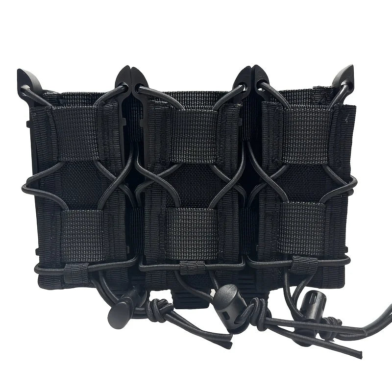 Three-Pipe Pistol Magazine Waist Holster - Durable ammunition bag with a 3-slot quick-access design and drawstring closure