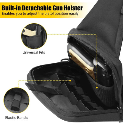 Concealed Carry Chest Gun Bag Pistol Gun Storage Bag Tactical Sling Shoulder Pouch with Gun Holster Crossbody EDC Tool Bag