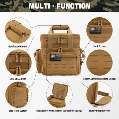 Tactical Lunch Bag for Men's Heavy Duty Lunch Box Leakproof Insulated Durable Thermal Cooler Bag Adult Meal Camping Picnic Pail