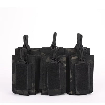 2 Layer MOLLE Tactical Magazine Holder Single Triple Mag Cartridge Pouch For AK M4 M14 M16 AR Outdoor Shooting Hunting Gear