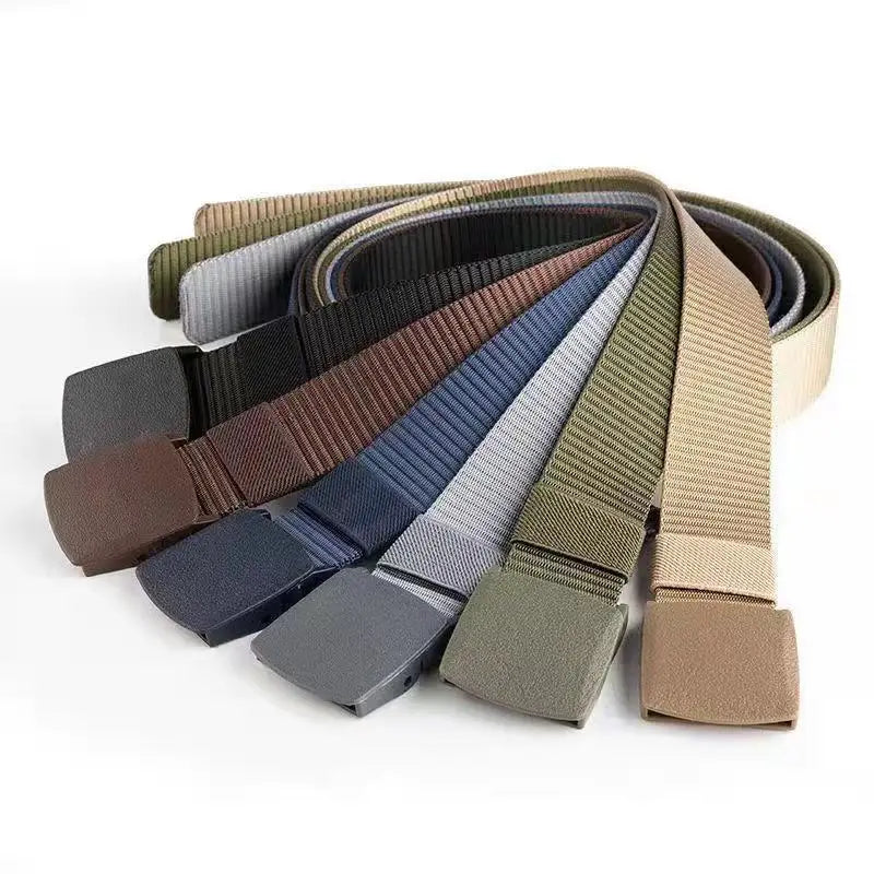 120cm Men Female Belts Military Nylon Adjustable Belt Outdoor Travel Tactical Waist Belt with Plastic Buckle for Pants 6 Colors