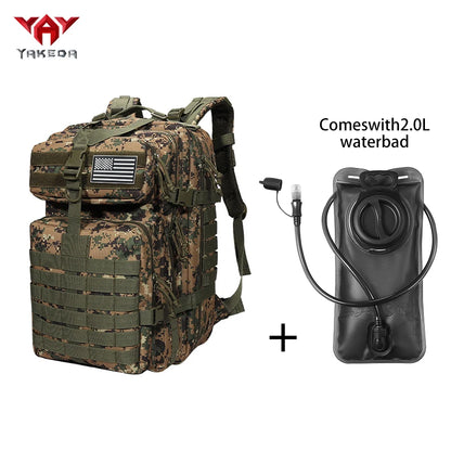 YAKEDA 45L large capacity backpack with 2L water bag MOLLE expansion system outdoor hiking backpack