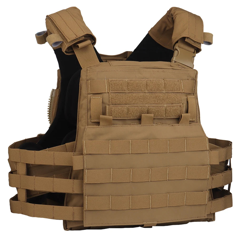 Wosport AVS MBAV Tactical Vest Quick Release Plate Carrier MOLLE Padded Vest Rear Zipper for Airsoft Team Activities Airsoft
