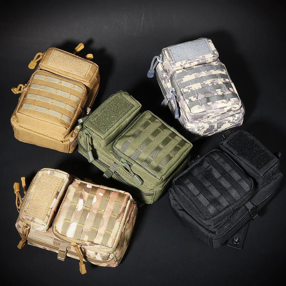 Tactical MOLLE EDC Pouch Utility Mini Crossbody Shoulder Bag with Adjustable Strap for Outdoor Camping Hiking Hunting Waist Pack