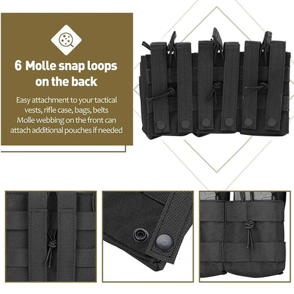 Universal Triple Magazine Pouch - Double-Layer Molle Compatible Ammo Holder for M4/M16, M14, AK, AR Platforms