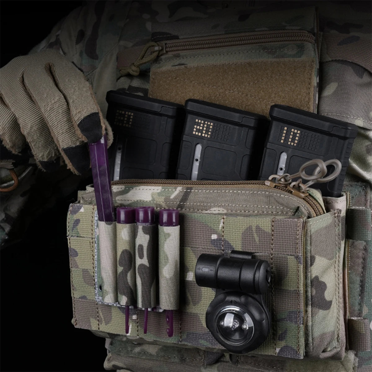 4-Pack MOLLE Glow Stick Storage Pouch Shotgun Shell Battery Holder Light Bag Durable Outdoor Hunting Tactical Gear Accessories