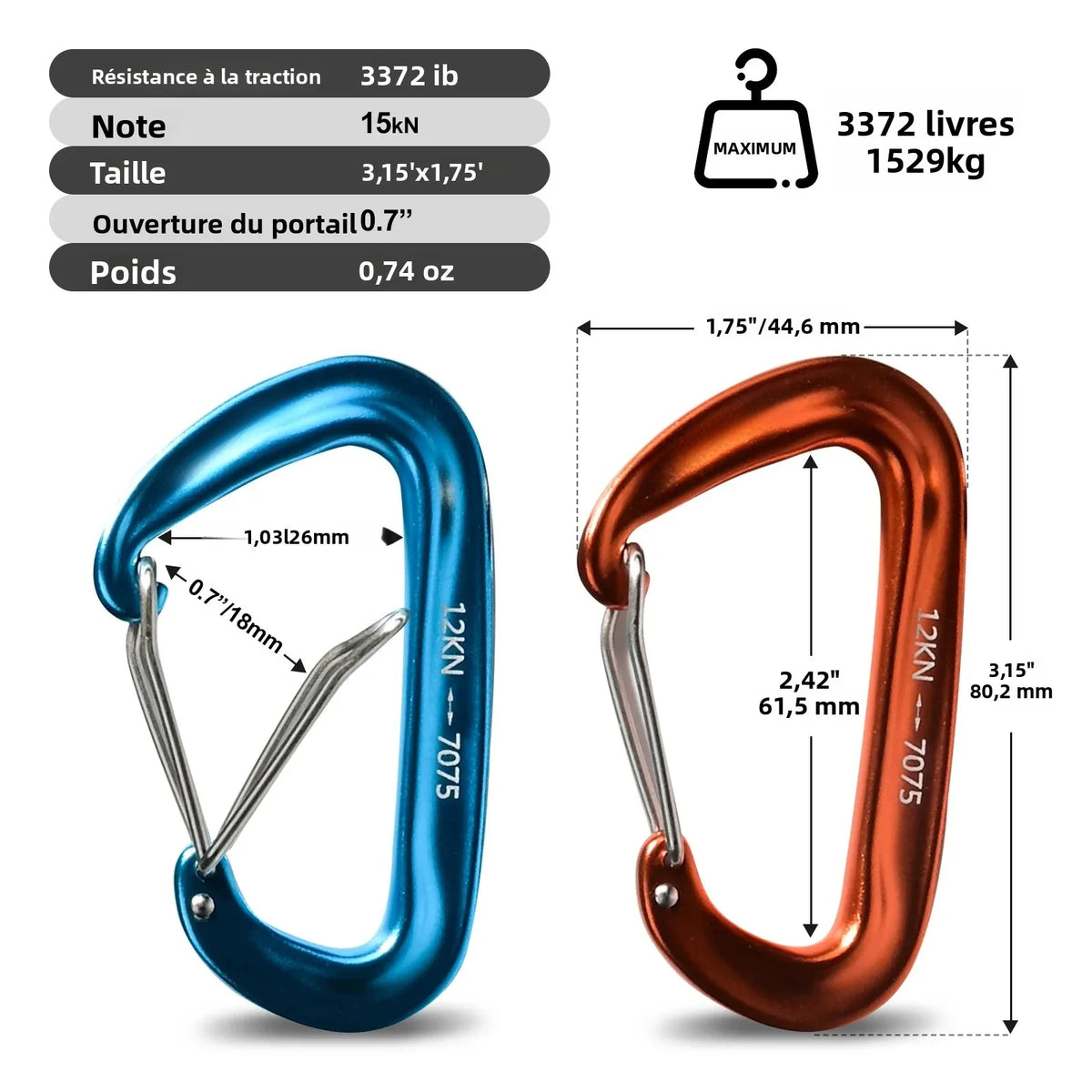 6Pcs 12kn Carabiner Set D Ring Heavy Duty Aluminum Tactical Carabiners Clips Camping Hiking Climbing Hook Hammock Outdoor Gear