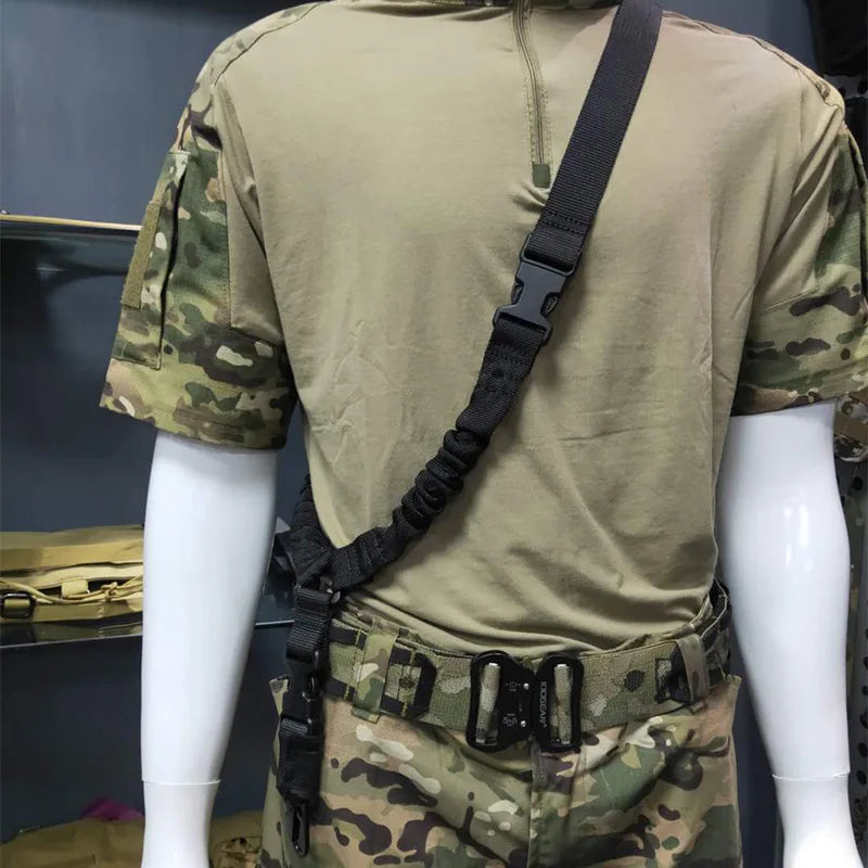 Tactical Gun Single Point Sling Adjustable Bungee Rifle Shoulder strap length for Airsoft Hunting Accessories Strap M4