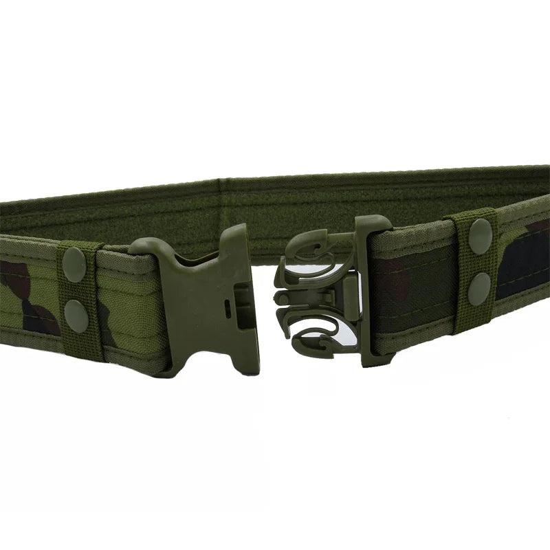 Men's Camouflage Canvas Tactical Belt Outdoor Camping Safety Hunting Gear Adjustable Webbing Buckle Style