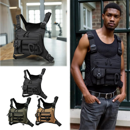 Outdoor Sports Chest Bag Adjustable Strap Multifunctional Vest Chest Bag Nylon Hunt Vest Bag Travel Commute Sports Backpack