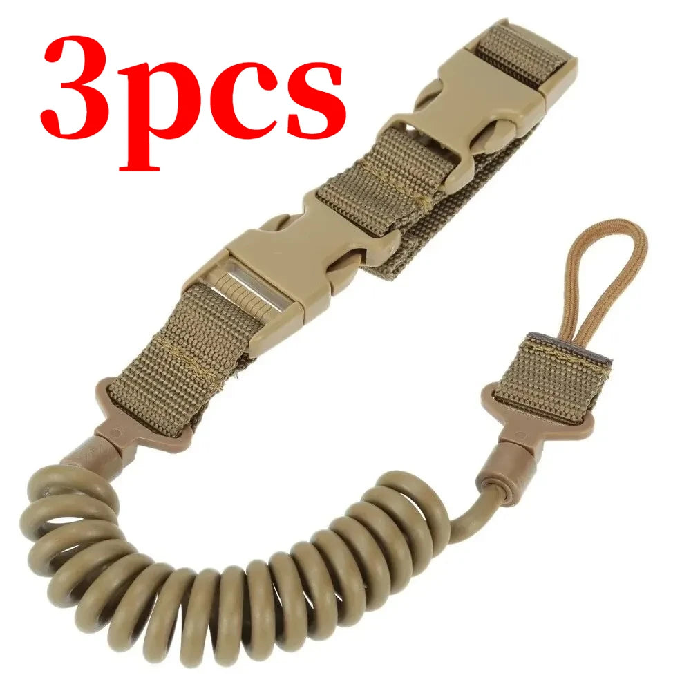 3PCS Tactical Anti-lost Elastic Lanyard Rope Spring Safety Strap Rope For Key Ring Chain Flashlight Hunting Accessories
