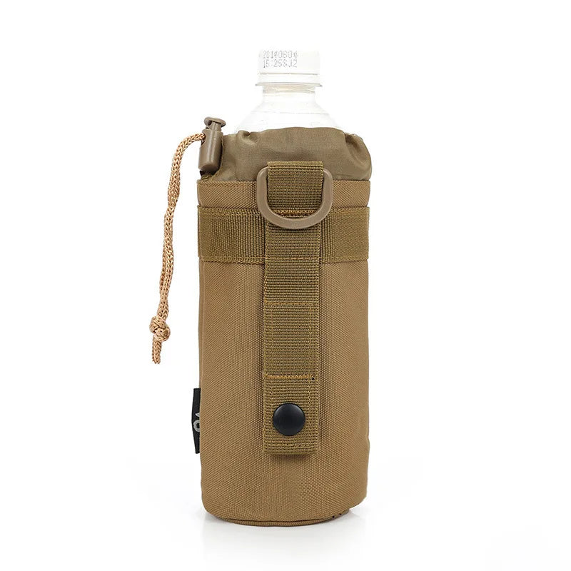 Outdoor Molle Water Bottle Bag Rack Camping Hiking Bicycle Bottle Bag Pulling Rope Multi functional Bottle Bag