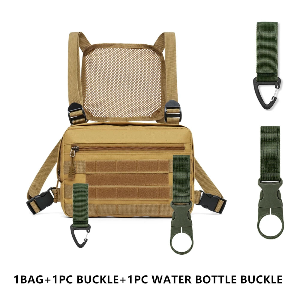 Outdoor Sports Chest Bag Motorcycle Bicycle Cycling Bag , Lightweight Molle Tactical Chest Bag for Running Hiking Fishing Travel