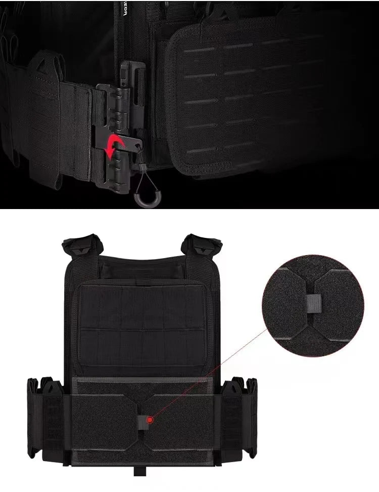Tactical Vest 6094 Fast detachable light laser cut outdoor hunting black gear carry vest of high quality