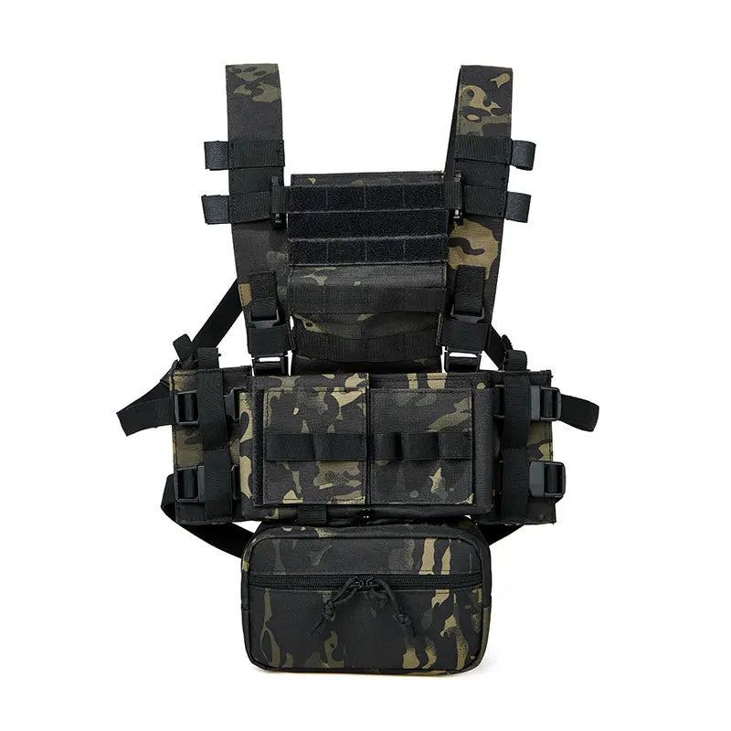 Men's Multicam Hunting MK3 Tactical Chest Rig Harness Modular Lightweight Military Airsoft Vest w/ 5.56 Mag Pouch Pantiball Gear