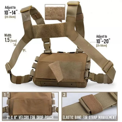 1000D Nylon Tactical Chest Bag Wear-resistant EDC Chest Pack Hip-hop Streetwear Travel Chest Rig for Camping Fishing Sports
