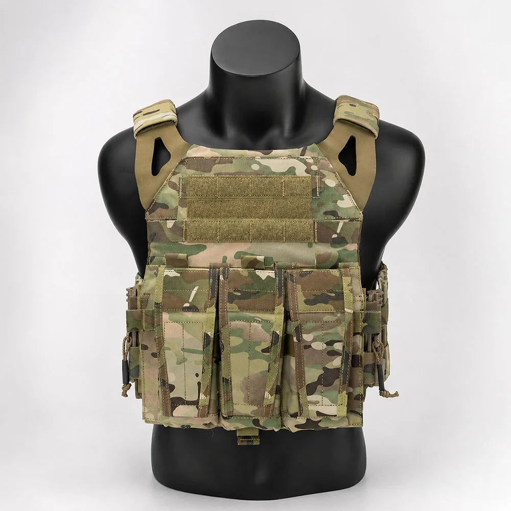 JPC 2.0 Tactical Vest with 5.56 Triple Mag Pouch Shoulder Pads Military Airsoft Chest Rig for Outdoor Hunting Combat Training