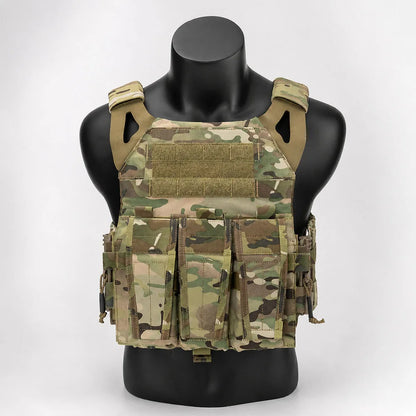 JPC 2.0 Tactical Vest with 5.56 Triple Mag Pouch Shoulder Pads Military Airsoft Chest Rig for Outdoor Hunting Combat Training