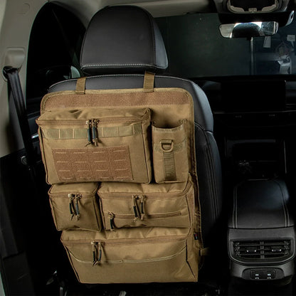 Tactical Car Seat Organizer with Multiple Pockets, Vehicle Backseat Storage Bag witth Cup Holder Hanging Rear SeatBag
