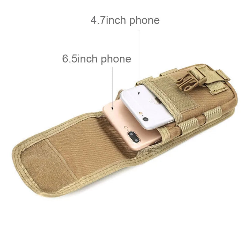 Double Layer Molle Phone Pouch Mobile Phone Case Holder Outdoor Sports Hiking Camping Hunting EDC Tool Waist Bag