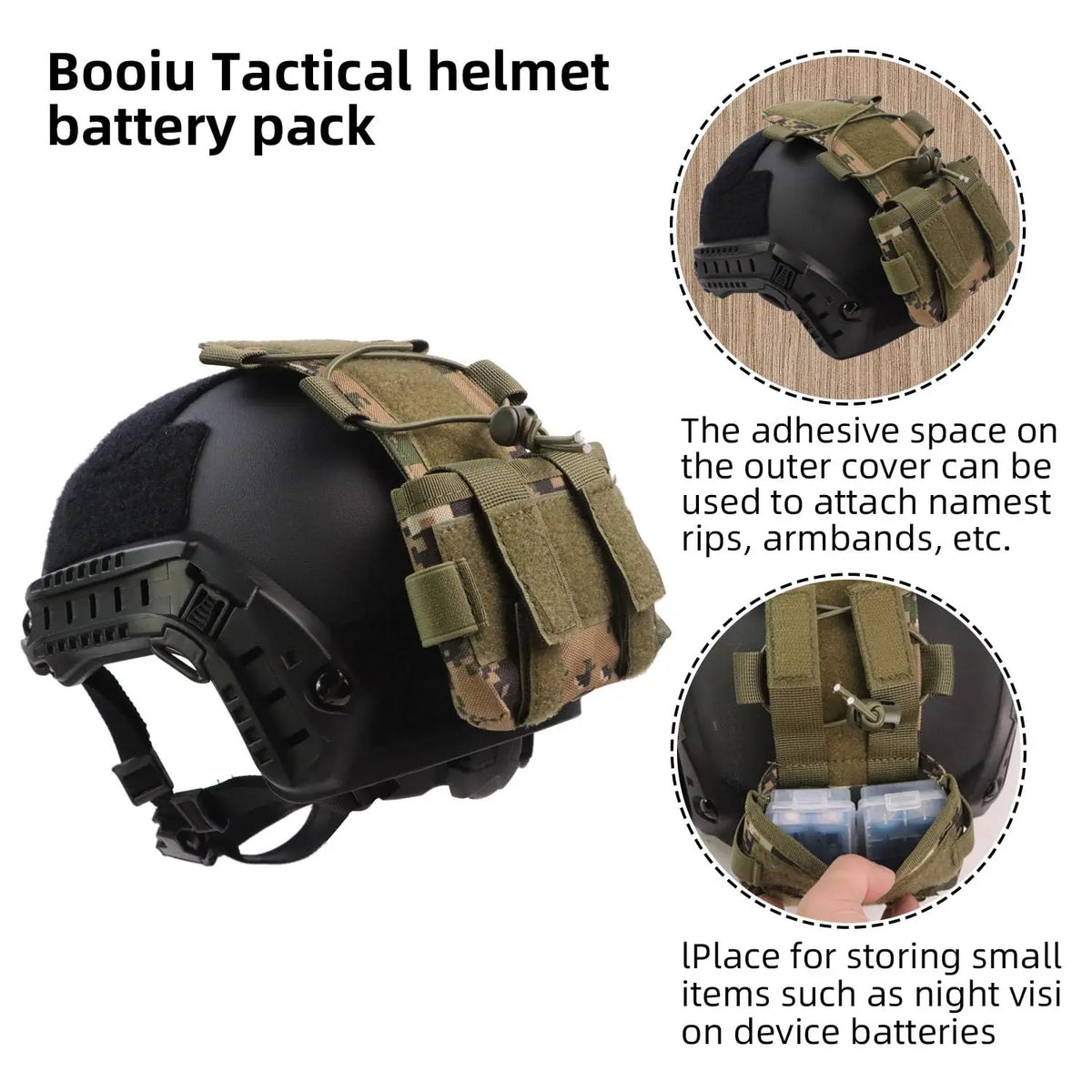 BOOIU Battery Pouch Sport Helmet MK2 Battery Pack Helmet Counterweight Pack CS Hunting Airsoft Tactical Helmets Accessories
