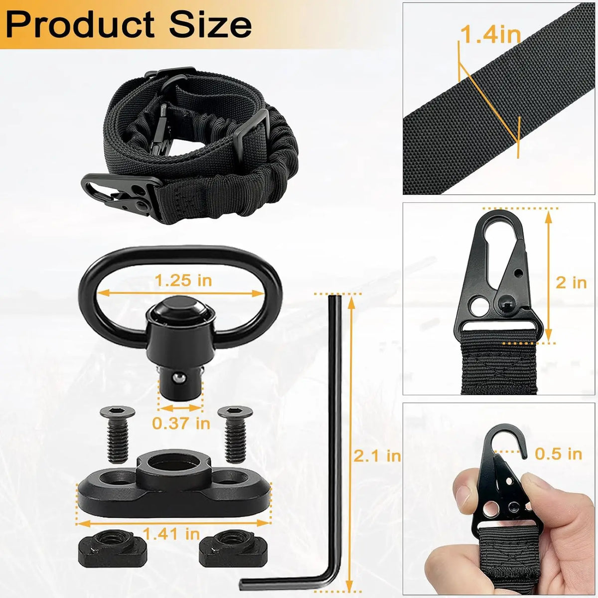 2 Point QD Rifle Sling with Length Adjuster Multi-Mission Sling Strap Outdoor Sport Tactical  AR AK Rifle Universal Gun QD sling
