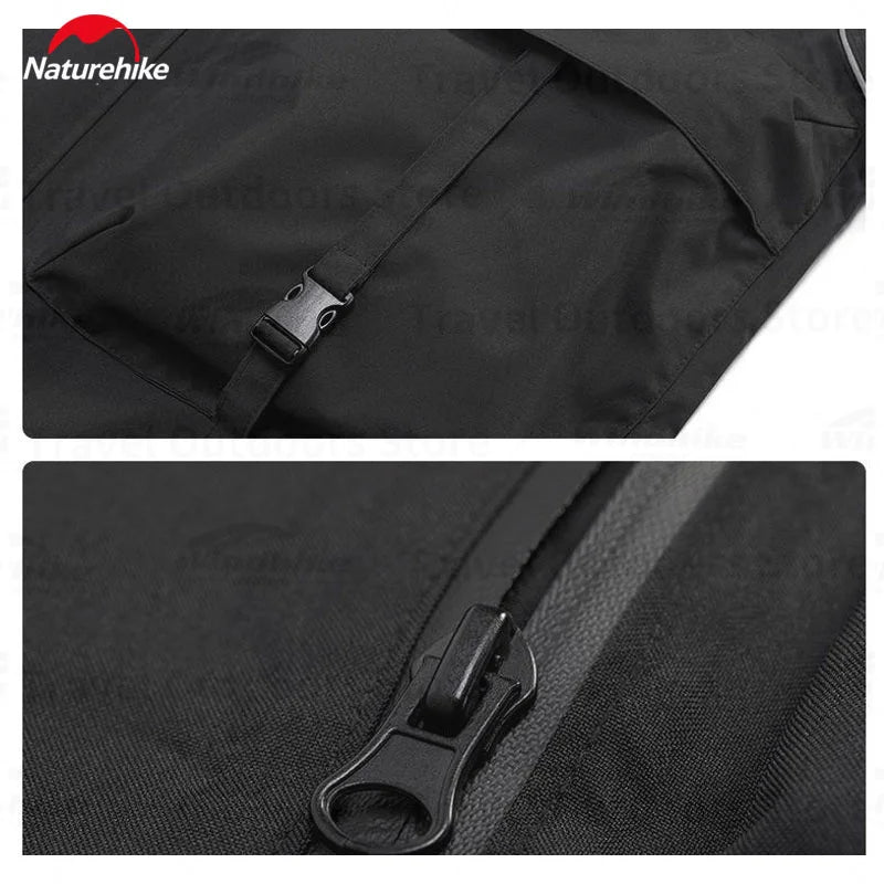 Naturehike Black Raincoat with Reflective Strip Fashion Adult Waterproof Long Raincoat Men Rain Coat Hooded For Outdoor Hiking