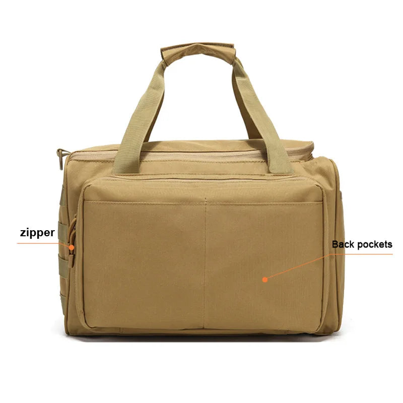 Large Capacity Durable Tactical Handbag, Multi-pocket Shoulder Bag with Pistol Magazine Pouch MOLLE Expand for Hunting Shooting