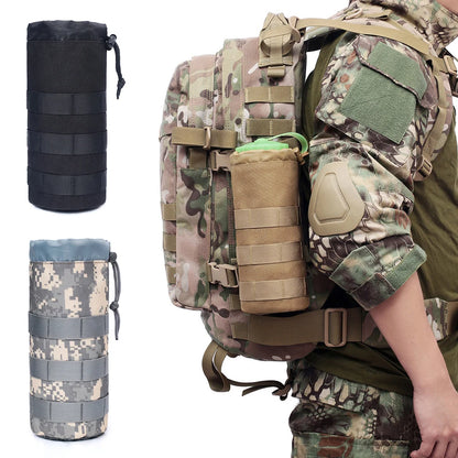 Tactical Molle Water Bottle Bag Outdoor Hiking Camping Drawstring Holder Multifunction Bottle Storage Pouch Pocket