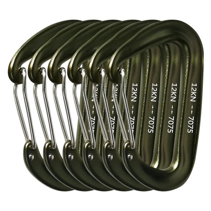 6Pcs 12kn Carabiner Set D Ring Heavy Duty Aluminum Tactical Carabiners Clips Camping Hiking Climbing Hook Hammock Outdoor Gear