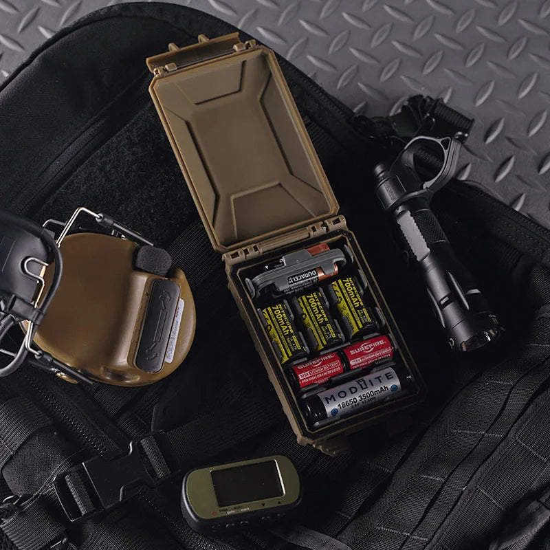 Tactical Modular Battery Case for 18650 18350 CR123A AAA CR2032 Molle Tooling Storage Box Water&Dust Proof