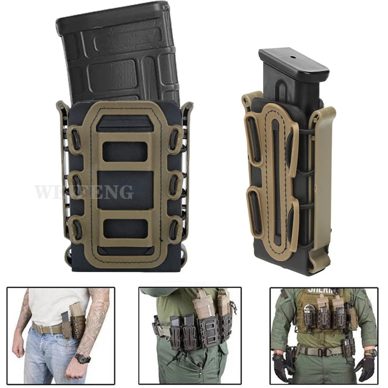 2PCS/Set Molle Magazine Pouch 5.56 7.62 9mm Mag Holster Rifle Pistol Magaizne Case Holder for AR15 M4 AK Glock 17 M9 Universal