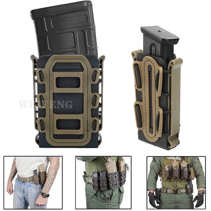 2PCS/Set Molle Magazine Pouch 5.56 7.62 9mm Mag Holster Rifle Pistol Magaizne Case Holder for AR15 M4 AK Glock 17 M9 Universal