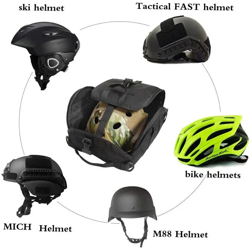 Tactical Helmet Bag Pack Multi-Purpose Molle Storage Carrying Pouch for Sports Hunting Shooting Combat Helmets
