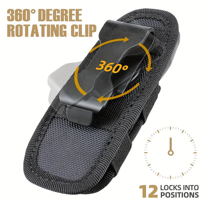 Tactical Flashlight Pouch 360 Degree Rotary Flashlight Holder Durable Hunting Lighting Accessory Camping Survival Kits