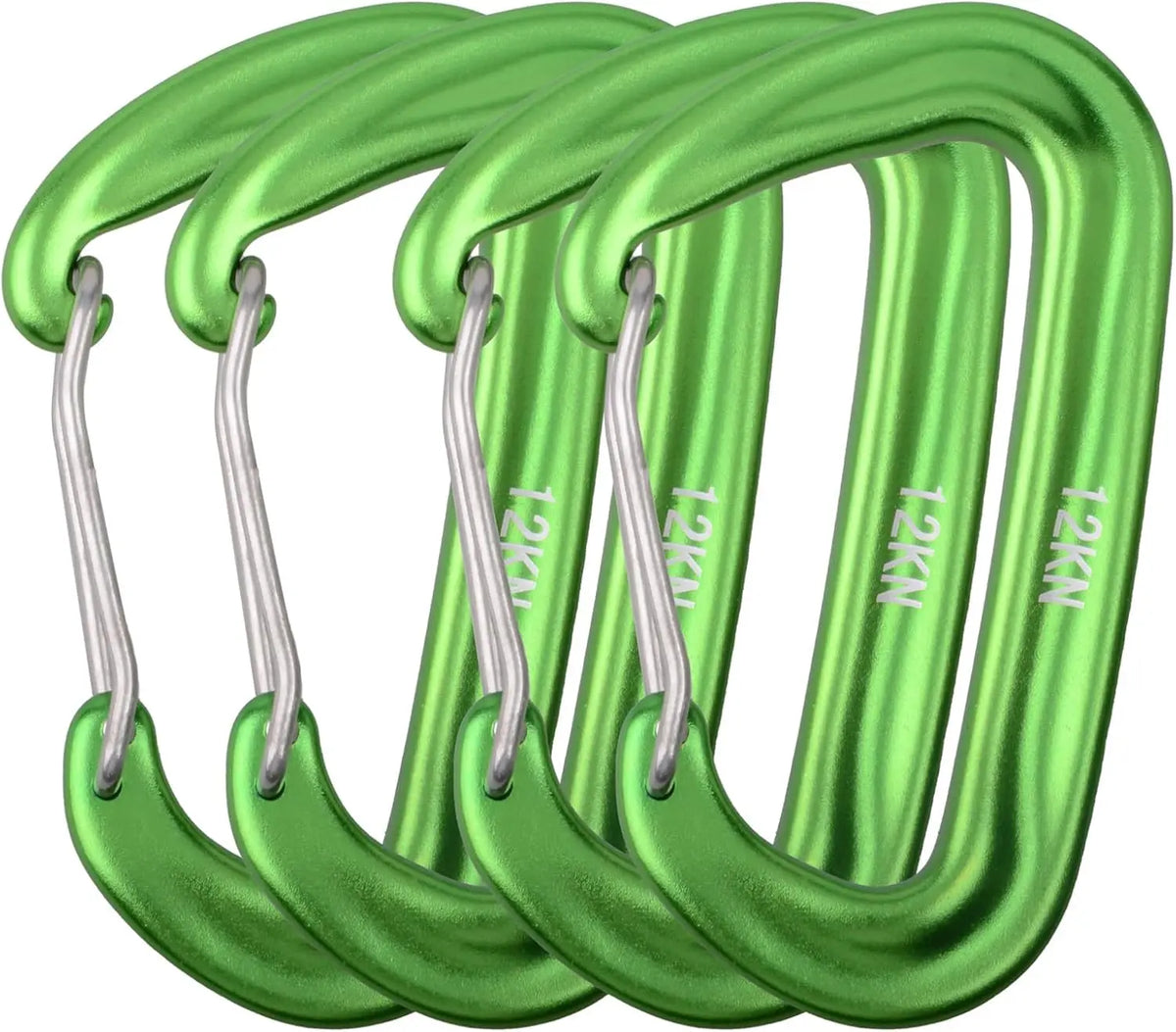 4PCS 12kN Carabiners Set D-type Heavy Duty Buckle Hook Outdoor Aluminum Clips For Hammock Camping And Hiking