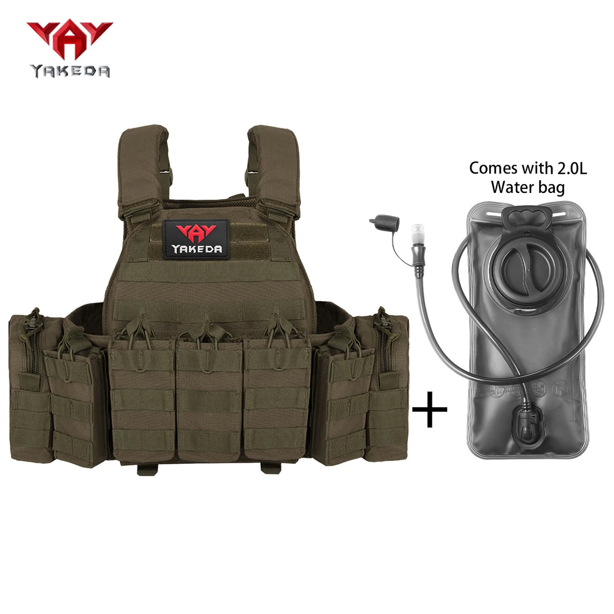 YAKEDAMOLLE Modular Hunting Tank Top, Comes with 2L Soft Water Bag, Adjustable Shoulder Strap with Multiple Device Bags