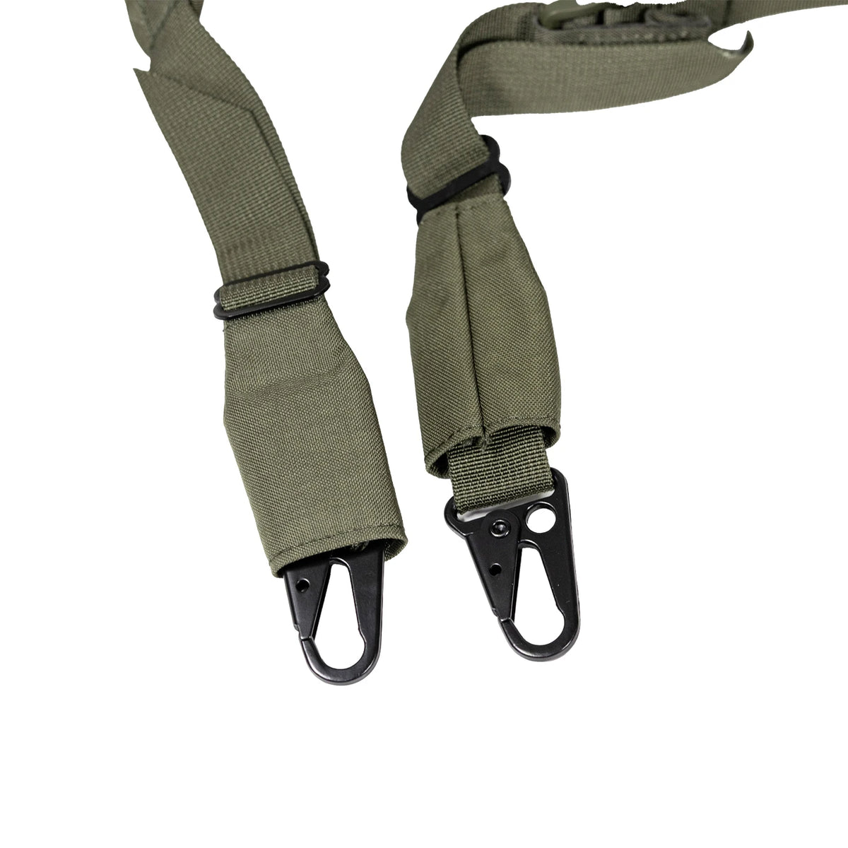 2-Point Adjustable Tactical Sling with HK Clips, Heavy Nylon Strap for Hiking Camping Airsoft