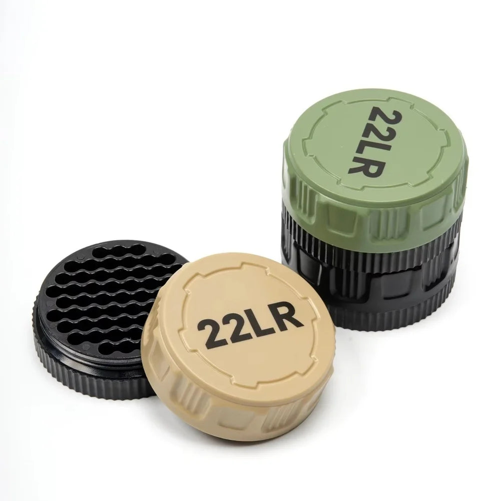 New 22LR Tactical Ammo Box, Pocket-sized, Holds 50 Rounds, with Secure Screw Cap, Durable, Suitable for Small Caliber Ammuniti