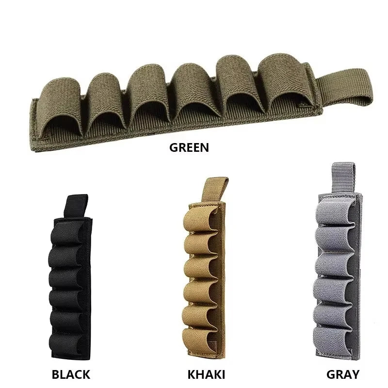6-Slot Tactical Shotgun Shell Pouch MOLLE Ammo Bag Velcro Nylon Holder for Hunting