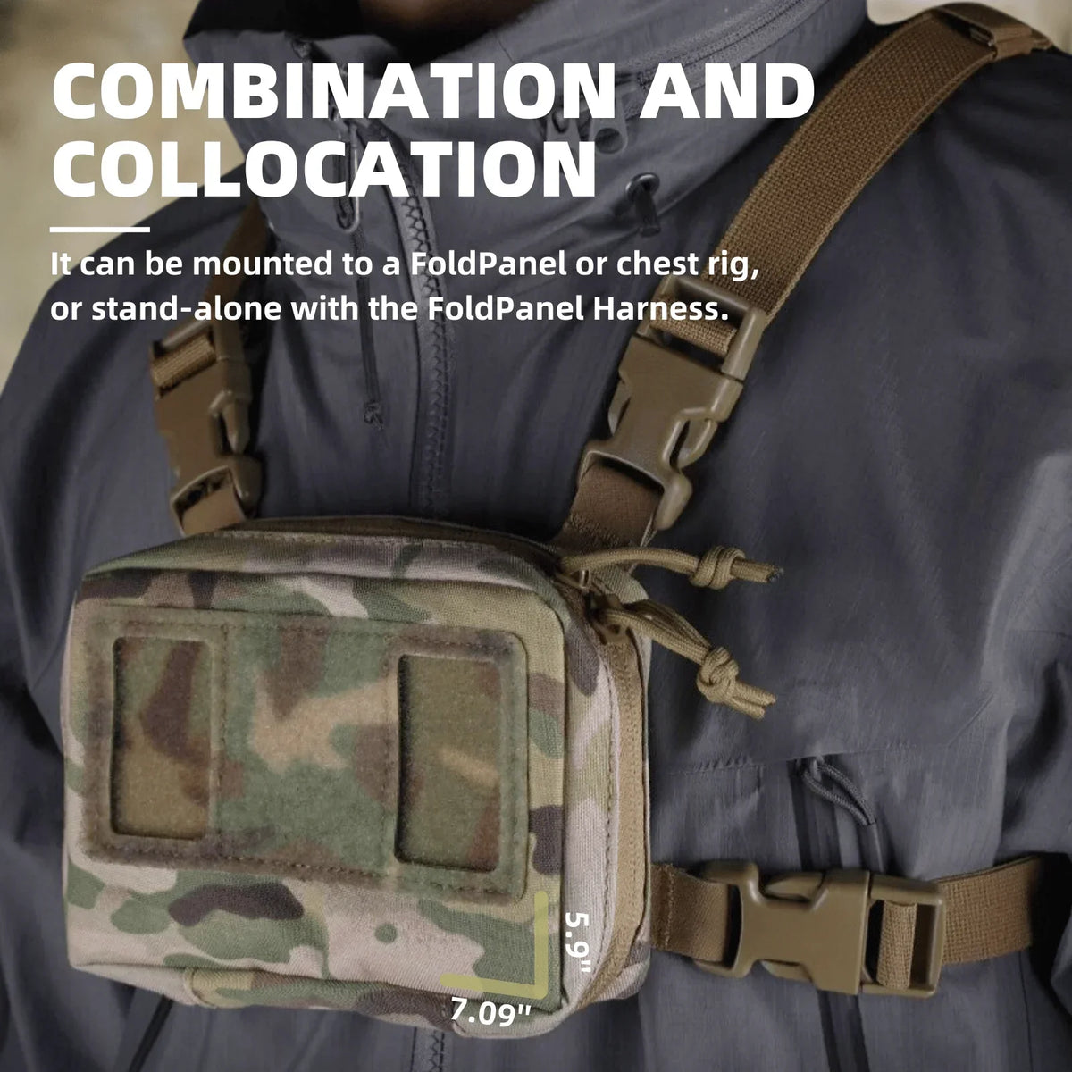 MOLLE Chest Pack, Phone Holder Jacket, Navigation Board Pouch for Sports Chest Bag Airsoft Equipment Outdoor Accessories